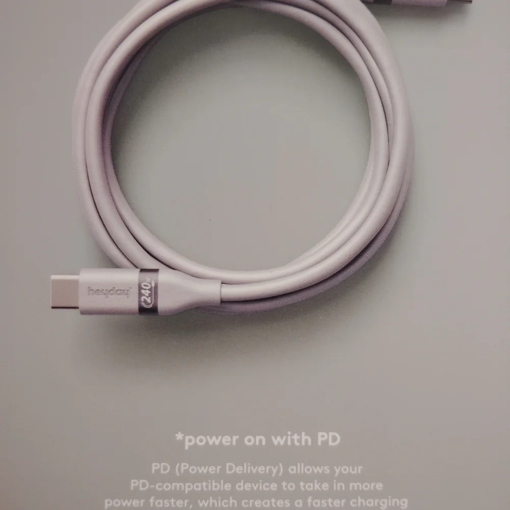 Heyday USB-C to USB-C Charging Cable - Gray New In Box